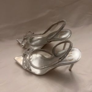 JLo Heels Rhinestone Bow clear toe